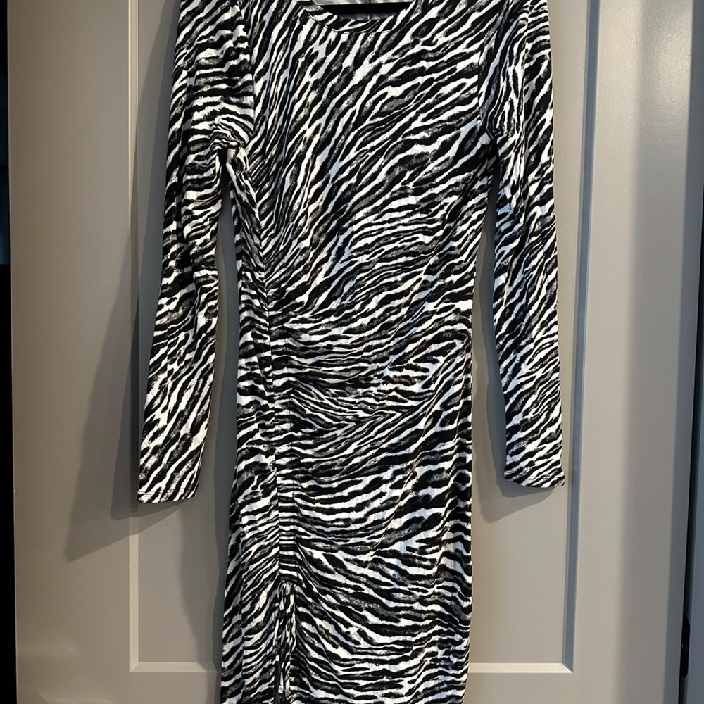 Michael Kors Zebra Print Long Sleeve Dress